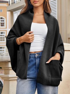Foto 2 | Jersey Tipo Cárdigan Saodimallsu Con La Parte Delantera Abierta Batwing Para Mujer - Venta Internacional.