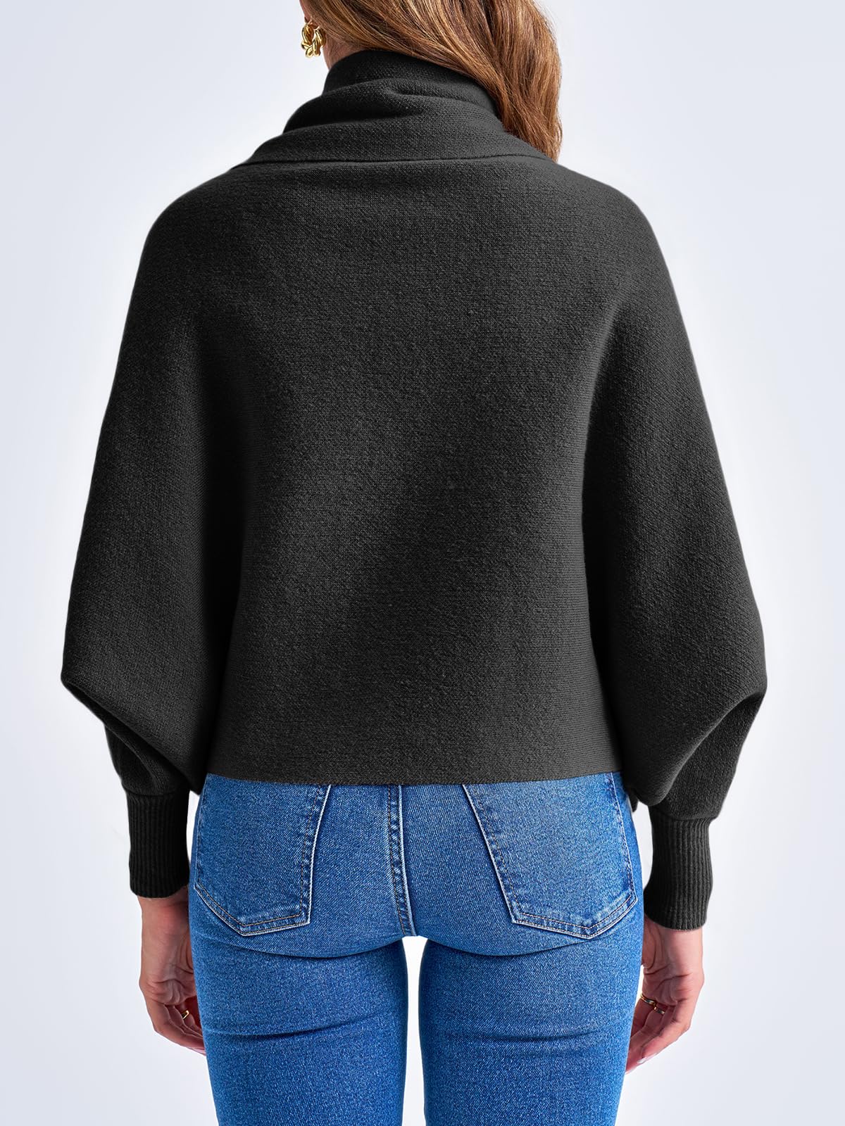 Foto 6 pulgar | Jersey Tipo Cárdigan Saodimallsu Con La Parte Delantera Abierta Batwing Para Mujer - Venta Internacional.