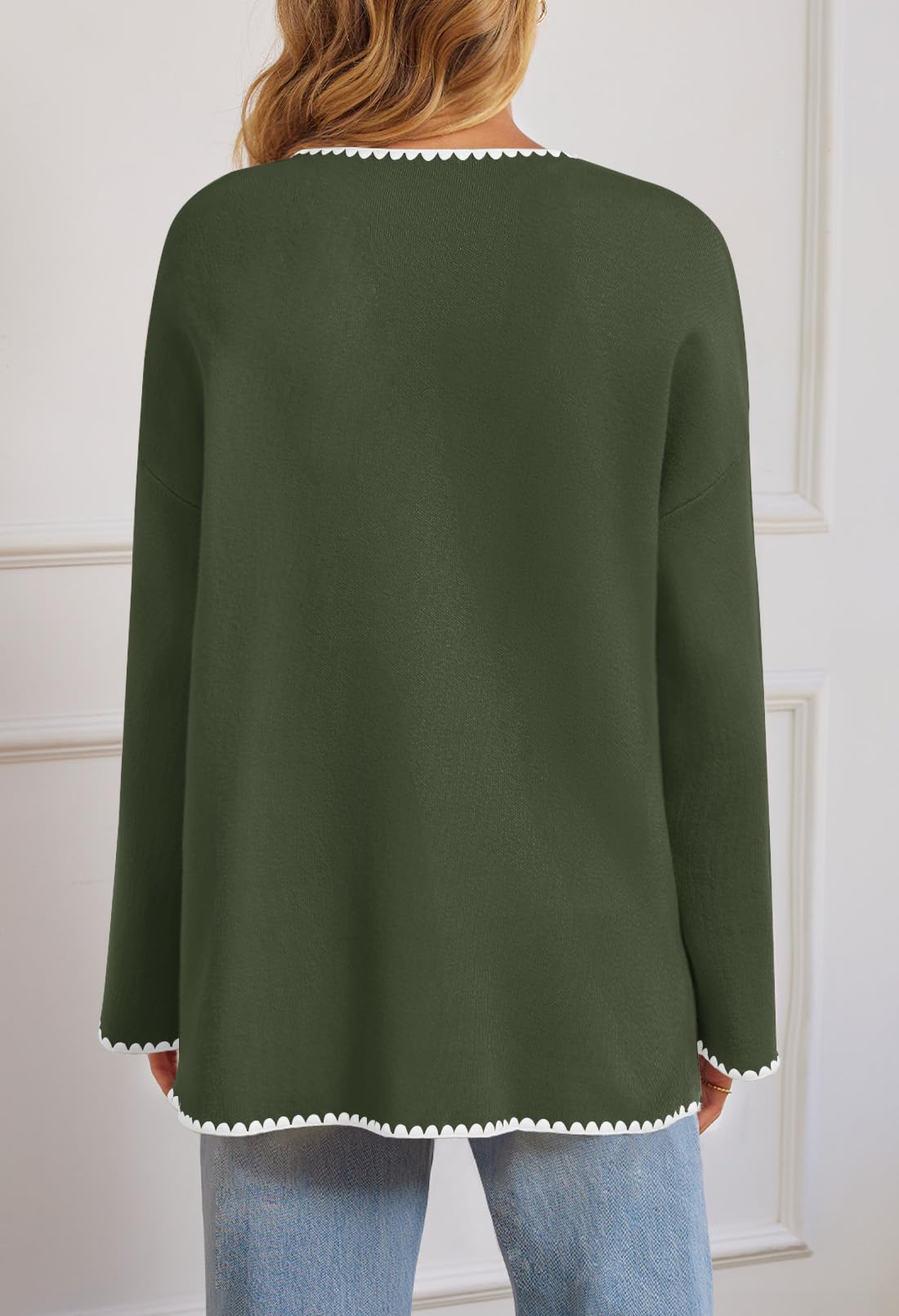 Foto 4 pulgar | Jersey Tipo Cárdigan Merokeety Para Mujer, Talla Extragrande, Color Verde Militar, Xl - Venta Internacional.