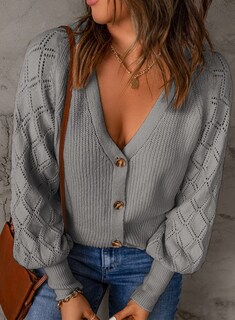Foto 2 | Jersey Tipo Cárdigan Para Mujer, Elegante, De Punto, Cuello En V, Con Botones, Color Gris Xxl - Venta Internacional.