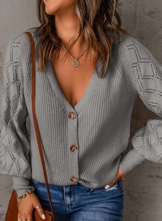 Foto 4 | Jersey Tipo Cárdigan Para Mujer, Elegante, De Punto, Cuello En V, Con Botones, Color Gris Xxl - Venta Internacional.