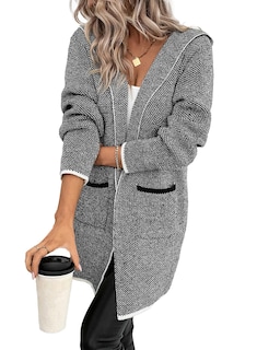 Foto 1 | Jersey Tipo Cárdigan Sidefeel 2024 Para Mujer, Parte Delantera Abierta, Gris - Venta Internacional.