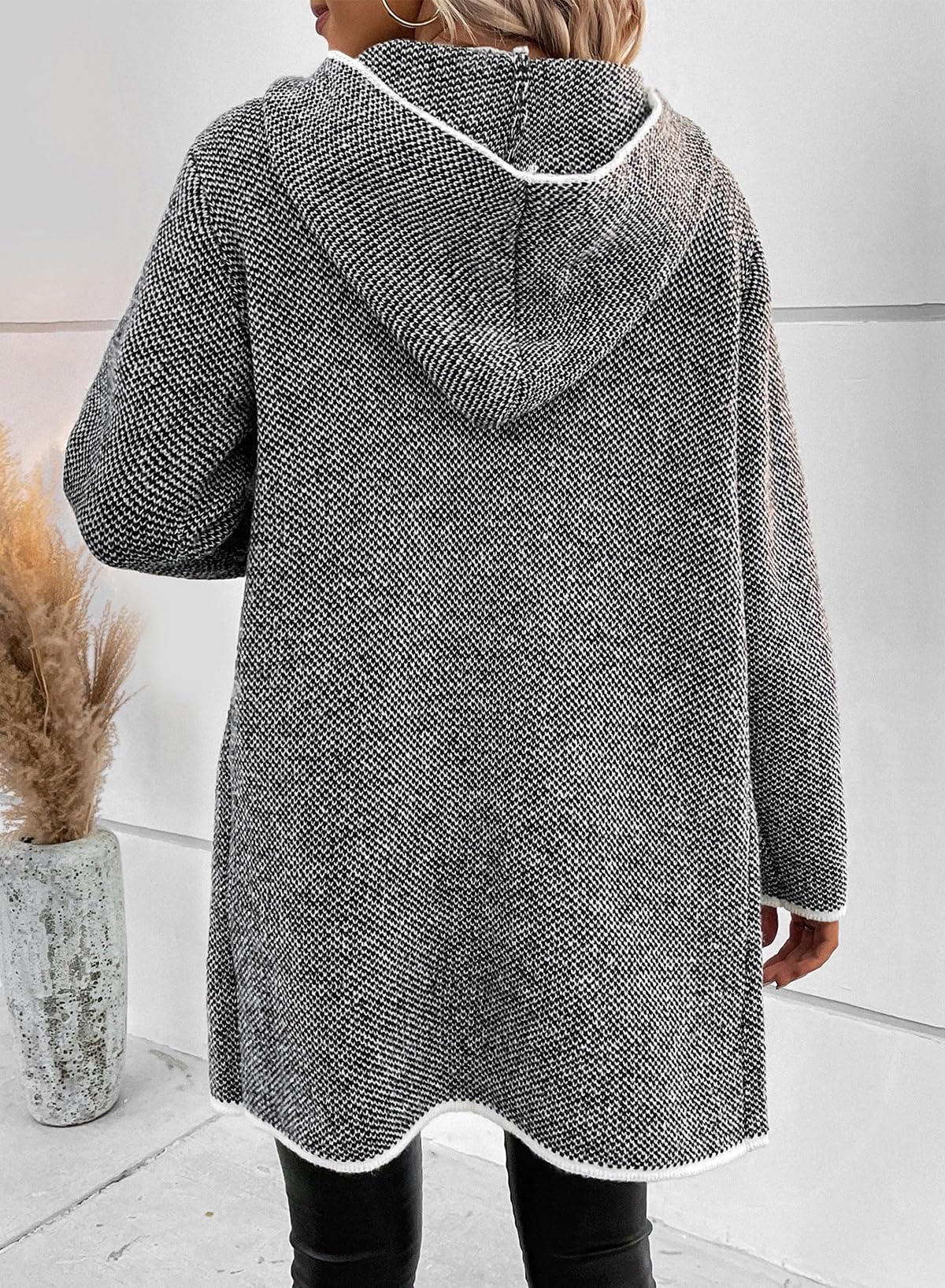 Foto 3 pulgar | Jersey Tipo Cárdigan Sidefeel 2024 Para Mujer, Parte Delantera Abierta, Gris - Venta Internacional.