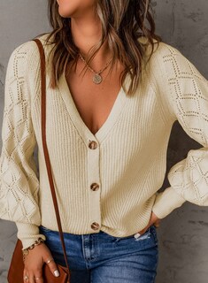 Foto 4 | Suéter Tipo Cárdigan Elegante Punto Con Cuello En V Para Mujer, Color Albaricoque - Venta Internacional.