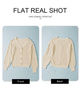 Foto 5 | Suéter Tipo Cárdigan Elegante Punto Con Cuello En V Para Mujer, Color Albaricoque - Venta Internacional.