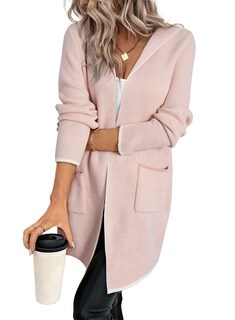 Foto 1 | Jersey Tipo Cárdigan Sidefeel 2024 Para Mujer Con La Parte Delantera Abierta, Color Rosa - Venta Internacional.