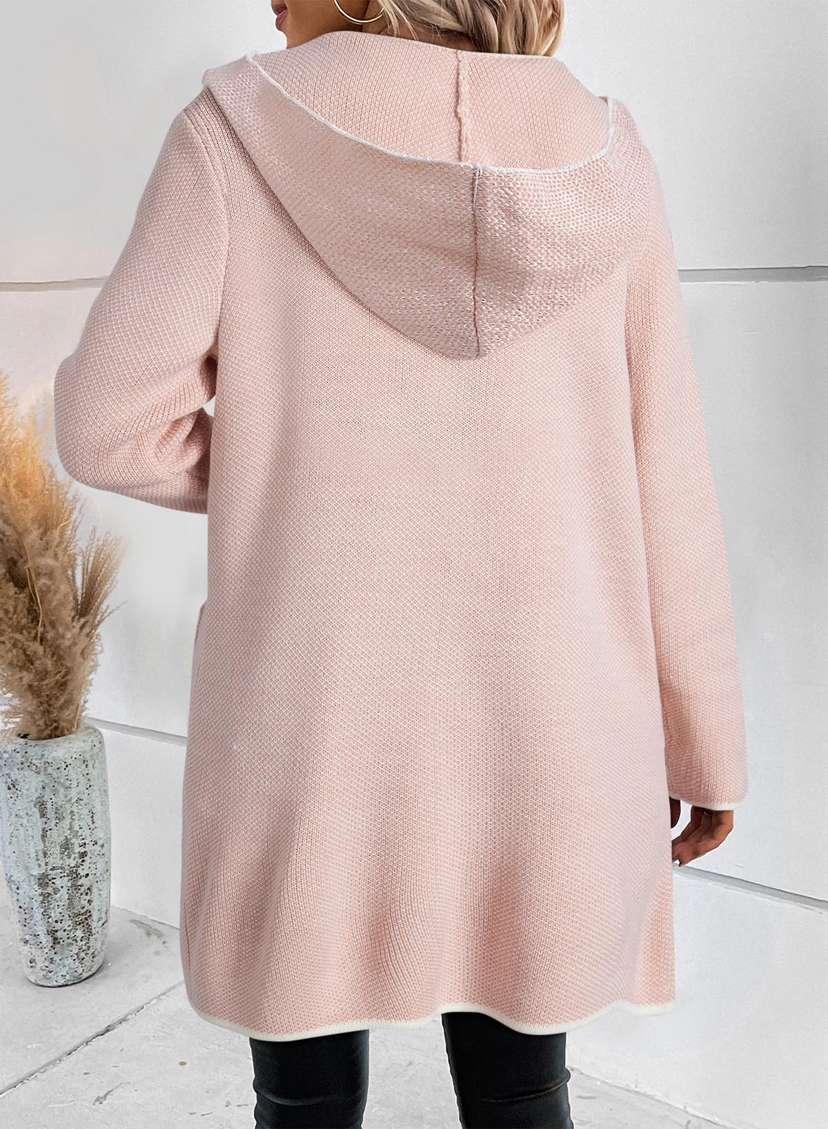 Foto 3 pulgar | Jersey Tipo Cárdigan Sidefeel 2024 Para Mujer Con La Parte Delantera Abierta, Color Rosa - Venta Internacional.