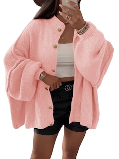 Foto 1 | Jersey Tipo Cárdigan Saodimallsu, De Punto Grueso, De Gran Tamaño, Rosa, Para Mujer - Venta Internacional.