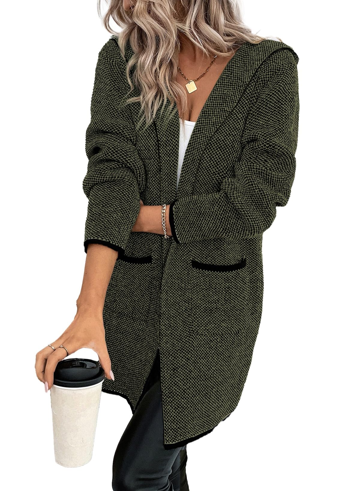 Foto 1 | Jersey Tipo Cárdigan Sidefeel 2024 Para Mujer, Color Verde, Talla S - Venta Internacional.