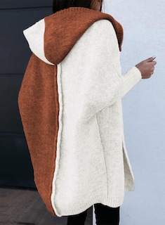 Foto 4 | Jersey Tipo Cárdigan, Elegante, De Punto Extragrande, Color Marrón Bloque - Venta Internacional.