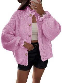 Foto 1 | Chaqueta Saodimallsu Ruffle Para Mujer Poliéster Rosa - Venta Internacional.
