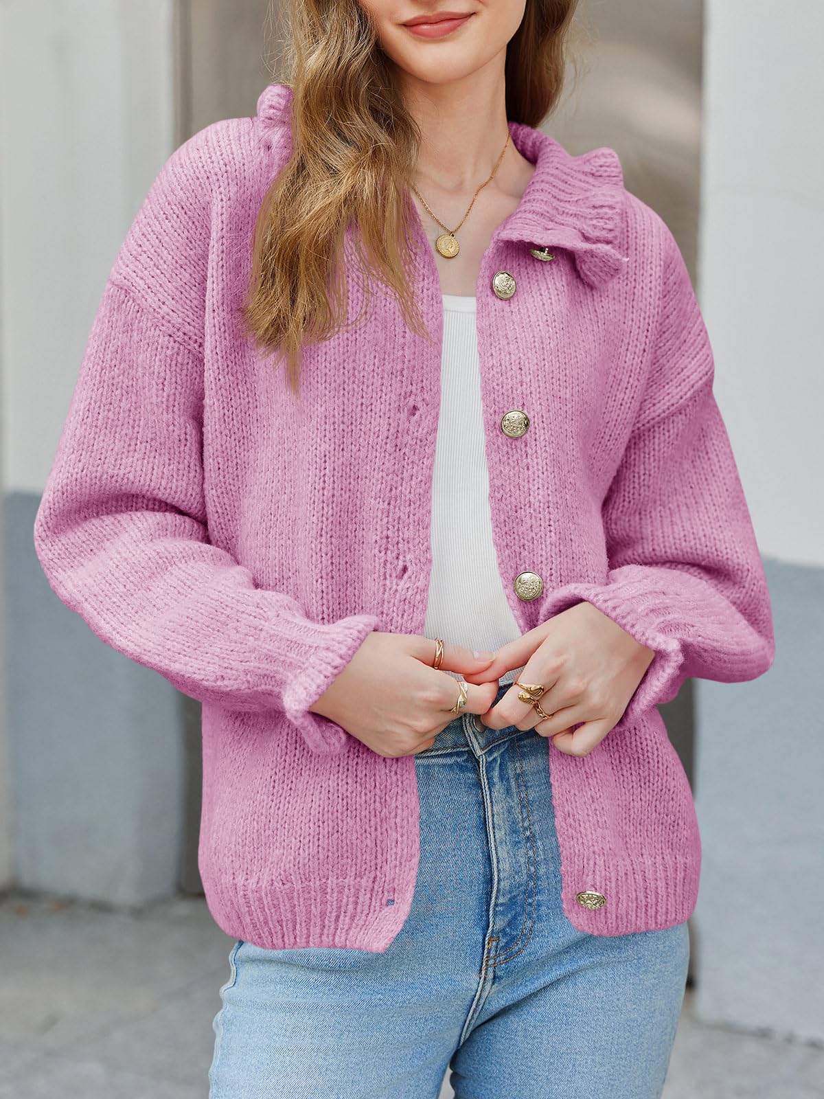 Foto 3 pulgar | Chaqueta Saodimallsu Ruffle Para Mujer Poliéster Rosa - Venta Internacional.