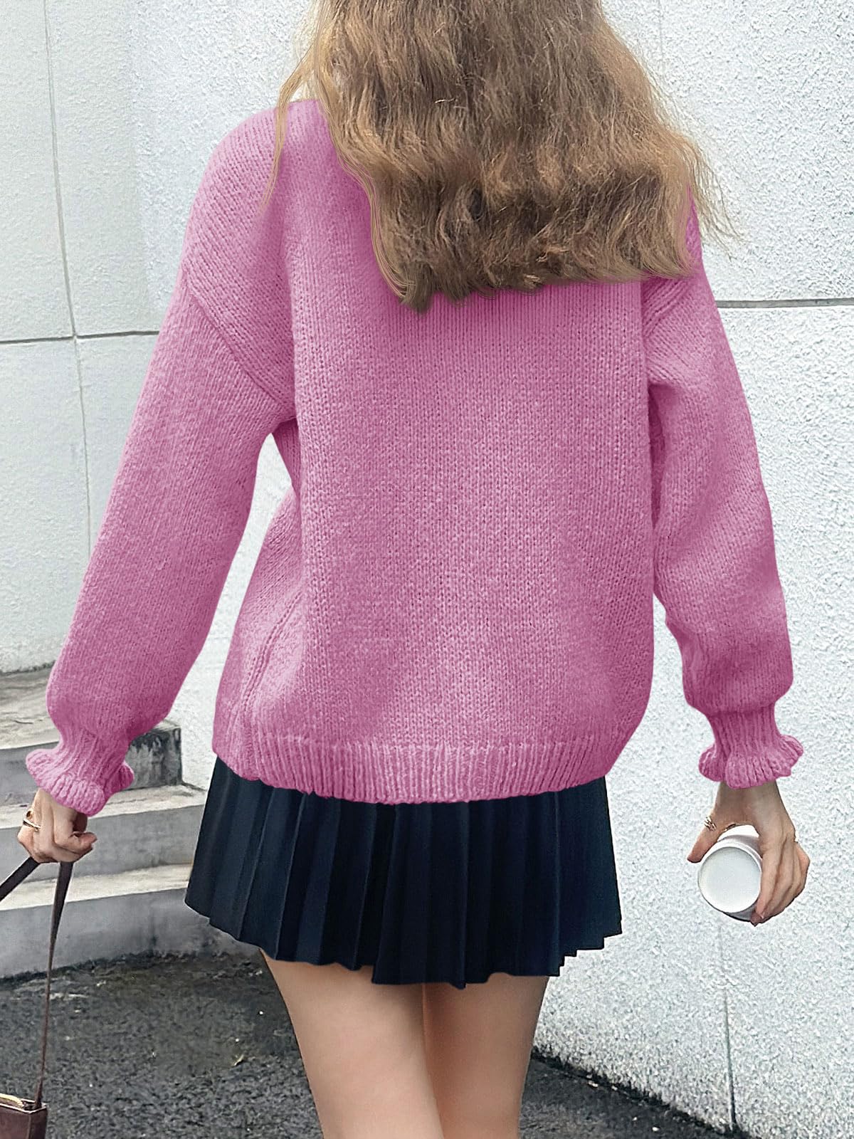 Foto 6 pulgar | Chaqueta Saodimallsu Ruffle Para Mujer Poliéster Rosa - Venta Internacional.