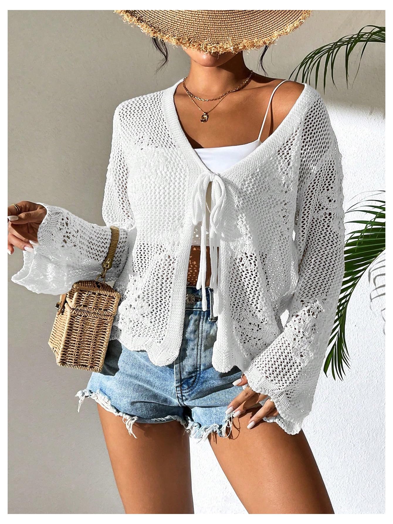 Foto 6 pulgar | Jersey Tipo Cárdigan Con Estampado De Flores Y Lazo En La Parte Delantera, Color Blanco, Para Mujer - Venta Internaci