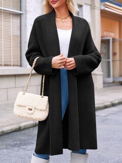 Foto 3 | Jersey Tipo Cárdigan Saodimallsu De Punto Grueso Para Mujer, Color Negro - Venta Internacional.