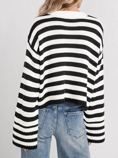 Foto 5 | Jersey Tipo Cárdigan Saodimallsu A Rayas Para Mujer Negro - Venta Internacional.