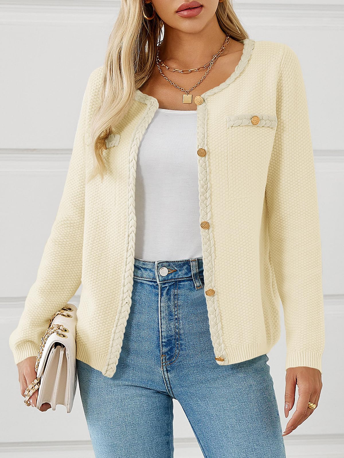 Foto 3 pulgar | Chaqueta De Otoño De Punto Trenzado Saodimallsu, Suéter Tipo Cárdigan, Para Mujer - Venta Internacional.