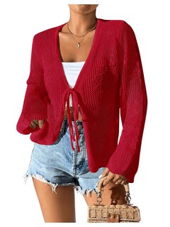 Foto 1 | Jersey Tipo Cárdigan Con Estampado De Flores Y Lazo En La Parte Delantera, Color Rojo, Para Mujer - Venta Internacional