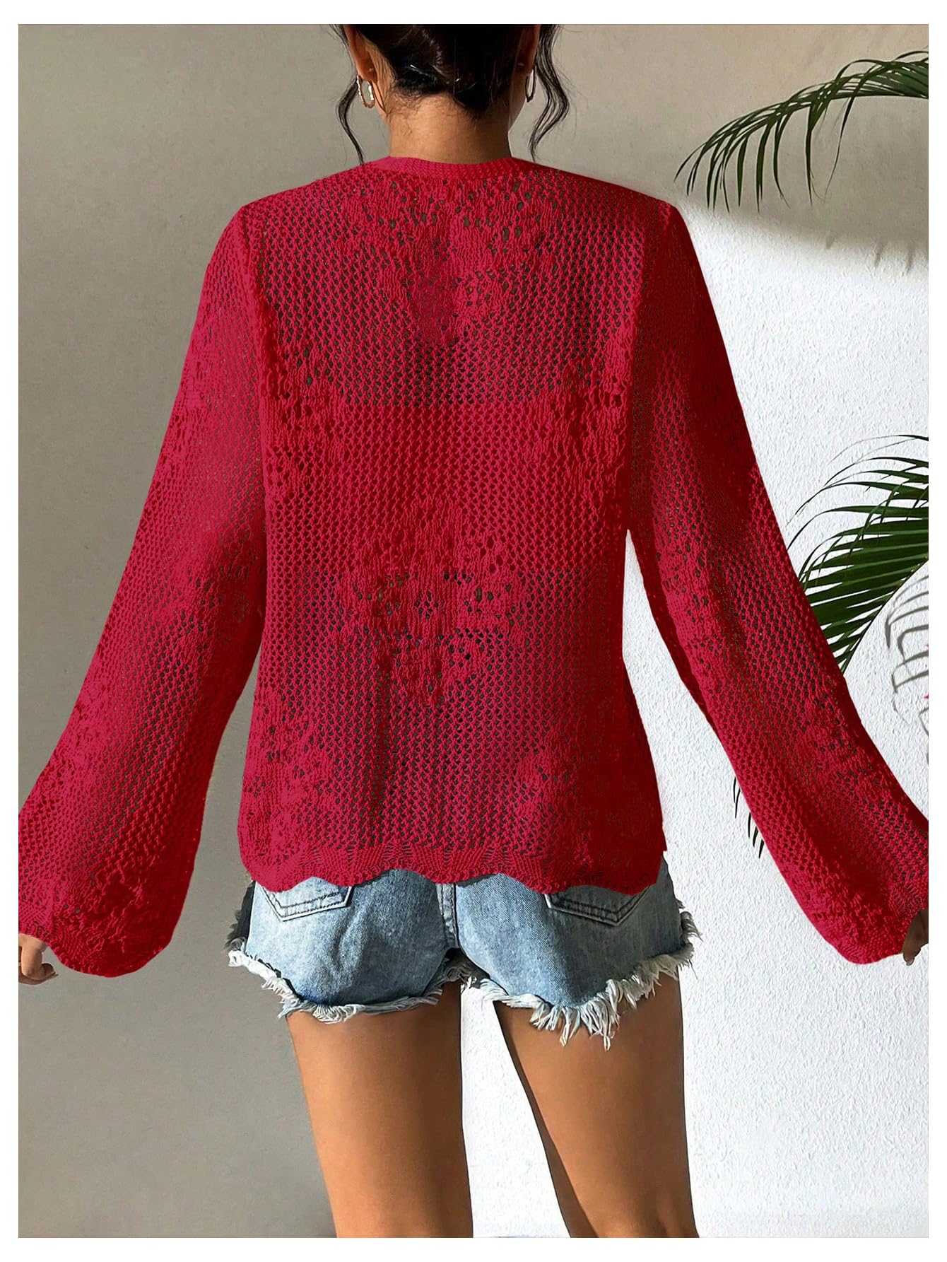 Foto 3 pulgar | Jersey Tipo Cárdigan Con Estampado De Flores Y Lazo En La Parte Delantera, Color Rojo, Para Mujer - Venta Internacional