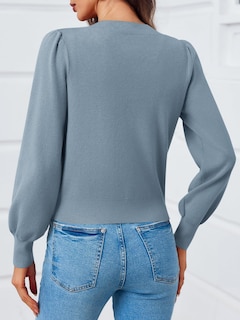 Foto 5 | Suéter Tipo Cárdigan Saodimallsu Puff De Manga Larga Con Cuello En V Para Mujer - Venta Internacional.