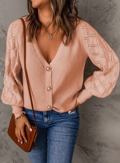 Foto 4 | Jersey Estilo Cárdigan Con Cuello En V Y Botones Para Mujer, Color Rosa - Venta Internacional.