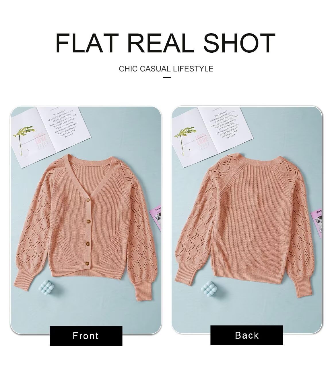 Foto 5 | Jersey Estilo Cárdigan Con Cuello En V Y Botones Para Mujer, Color Rosa - Venta Internacional.