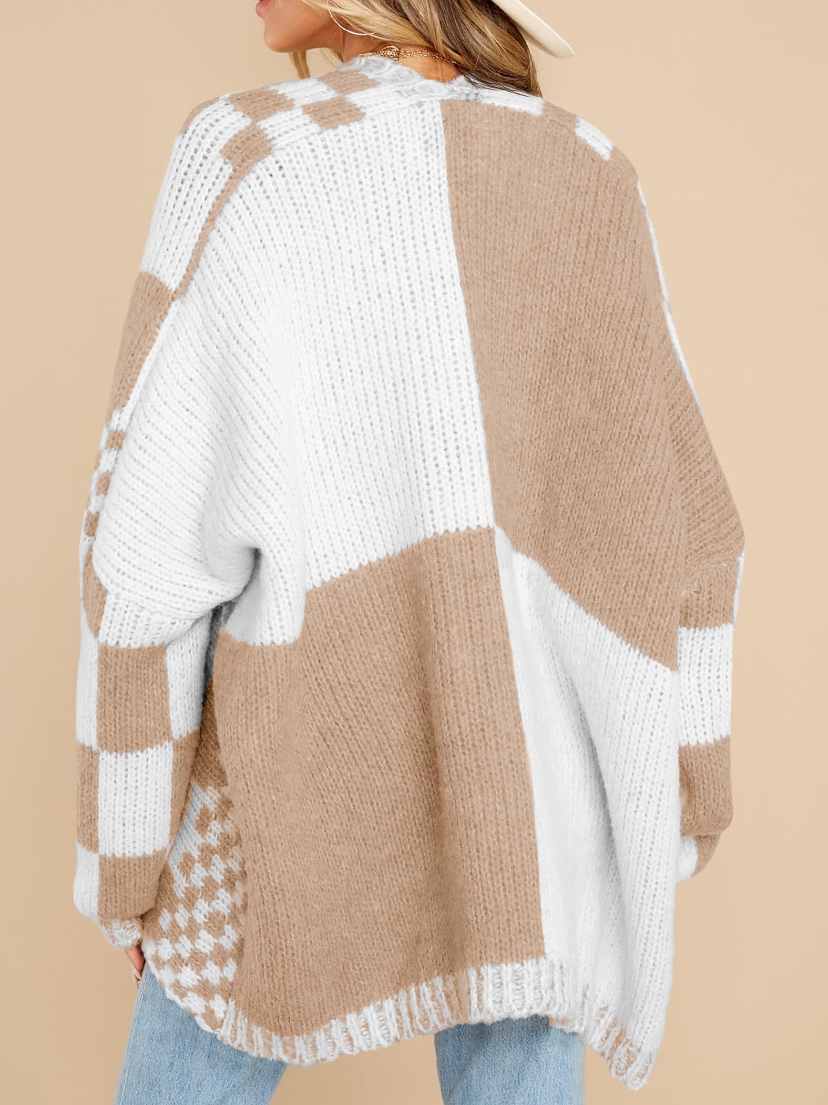 Foto 5 | Jersey Tipo Cárdigan Saodimallsu A Cuadros A Cuadros Para Mujer - Venta Internacional.