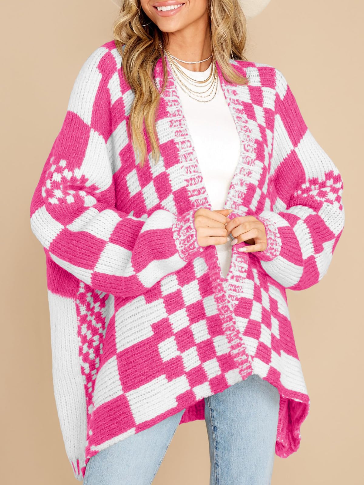 Foto 3 pulgar | Jersey Tipo Cárdigan Saodimallsu A Cuadros A Cuadros Para Mujer - Venta Internacional.