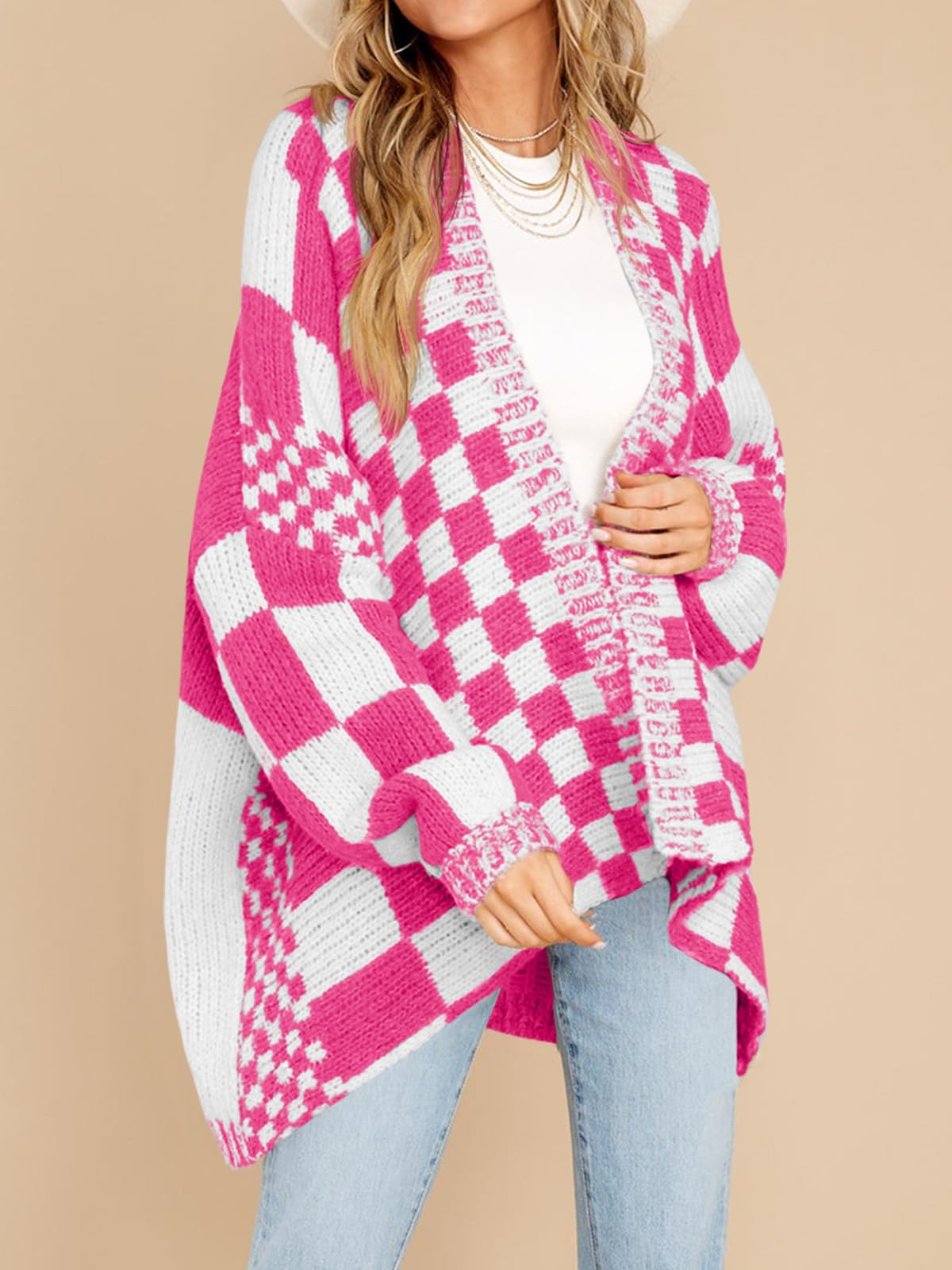 Foto 5 pulgar | Jersey Tipo Cárdigan Saodimallsu A Cuadros A Cuadros Para Mujer - Venta Internacional.