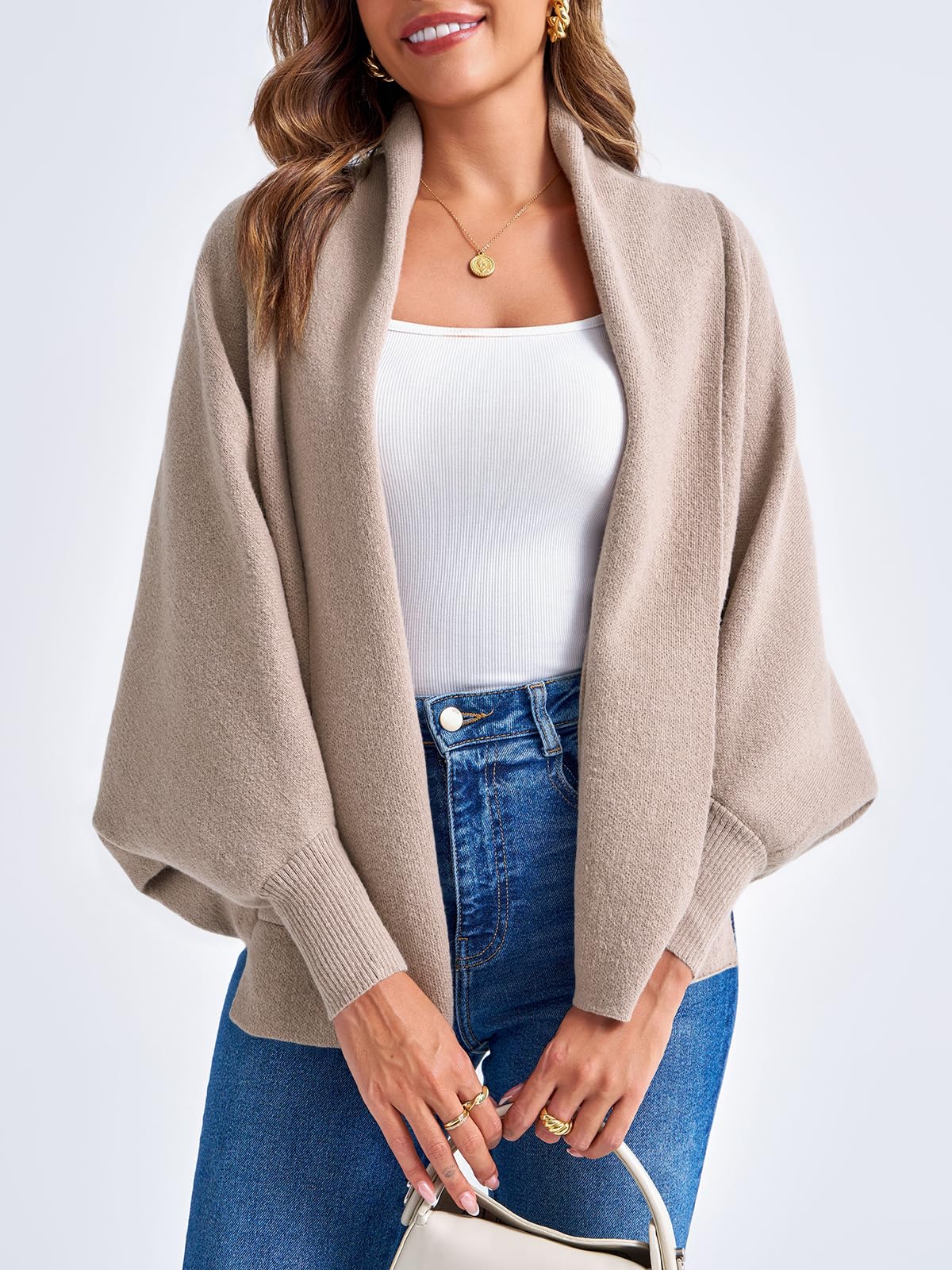 Foto 5 pulgar | Jersey Tipo Cárdigan Saodimallsu De Punto Grueso Con Parte Delantera Abierta Para Mujer - Venta Internacional.
