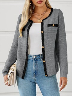 Foto 2 | Jersey Tipo Cárdigan Saodimallsu De Punto Trenzado Con Botones Para Mujer - Venta Internacional.