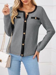 Foto 3 | Jersey Tipo Cárdigan Saodimallsu De Punto Trenzado Con Botones Para Mujer - Venta Internacional.
