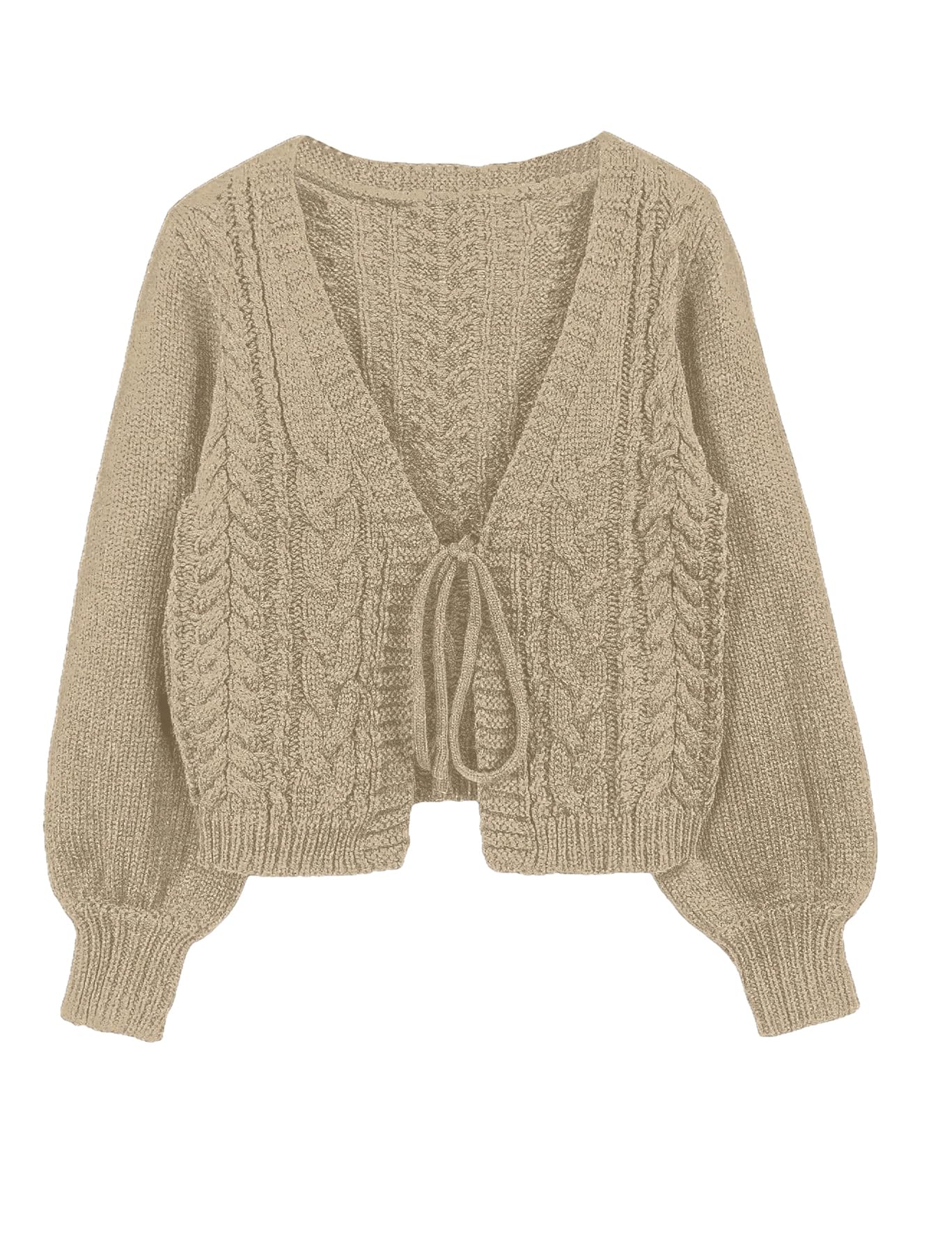 Foto 1 | Jersey Tipo Cárdigan Soly Hux De Punto Con Cuello En V Para Mujer, Color Caqui - Venta Internacional.
