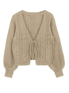 Foto 1 | Jersey Tipo Cárdigan Soly Hux De Punto Con Cuello En V Para Mujer, Color Caqui - Venta Internacional.