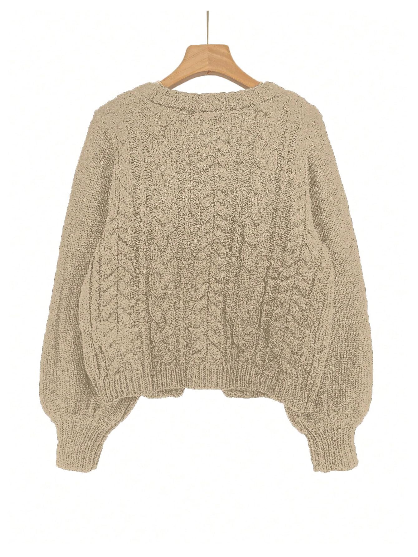 Foto 2 | Jersey Tipo Cárdigan Soly Hux De Punto Con Cuello En V Para Mujer, Color Caqui - Venta Internacional.