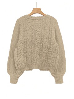 Foto 2 | Jersey Tipo Cárdigan Soly Hux De Punto Con Cuello En V Para Mujer, Color Caqui - Venta Internacional.