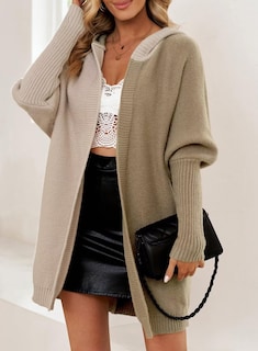 Foto 2 | Suéter Tipo Cárdigan, Elegante, De Punto Extragrande, Con Bloques De Color Para Mujer - Venta Internacional.