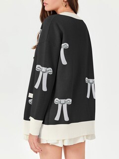 Foto 5 | Jersey Tipo Cárdigan Saodimallsu De Gran Tamaño Con Estampado De Lazo Para Mujer - Venta Internacional.