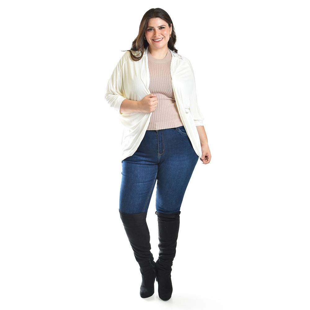 Foto 2 pulgar | Cardigan Con Detalle De Encanje Roman Fashion /tallas Extras, 1434 (blanco) Blanco