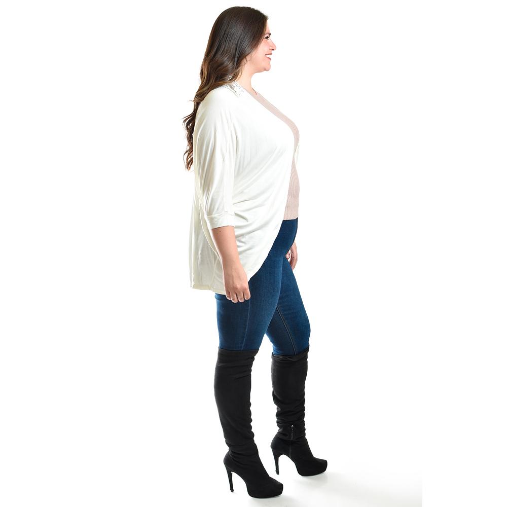 Foto 3 pulgar | Cardigan Con Detalle De Encanje Roman Fashion /tallas Extras, 1434 (blanco) Blanco