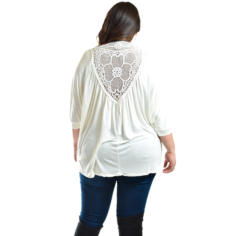 Foto 3 | Cardigan Con Detalle De Encanje Roman Fashion /tallas Extras, 1434 (blanco) Blanco