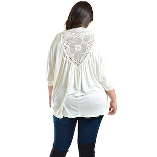 Foto 3 | Cardigan Con Detalle De Encanje Roman Fashion /tallas Extras, 1434 (blanco) Blanco