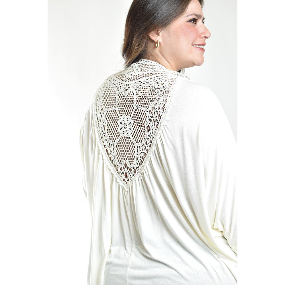 Foto 5 pulgar | Cardigan Con Detalle De Encanje Roman Fashion /tallas Extras, 1434 (blanco) Blanco