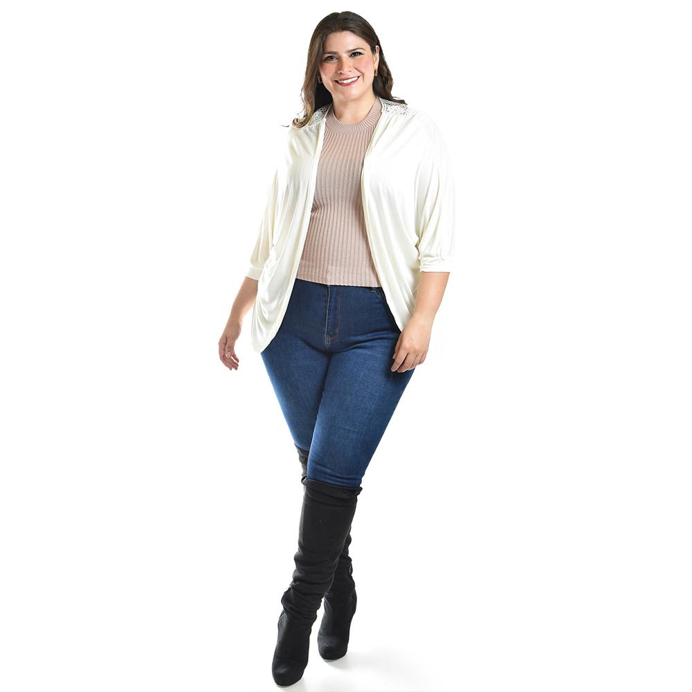Foto 6 pulgar | Cardigan Con Detalle De Encanje Roman Fashion /tallas Extras, 1434 (blanco) Blanco