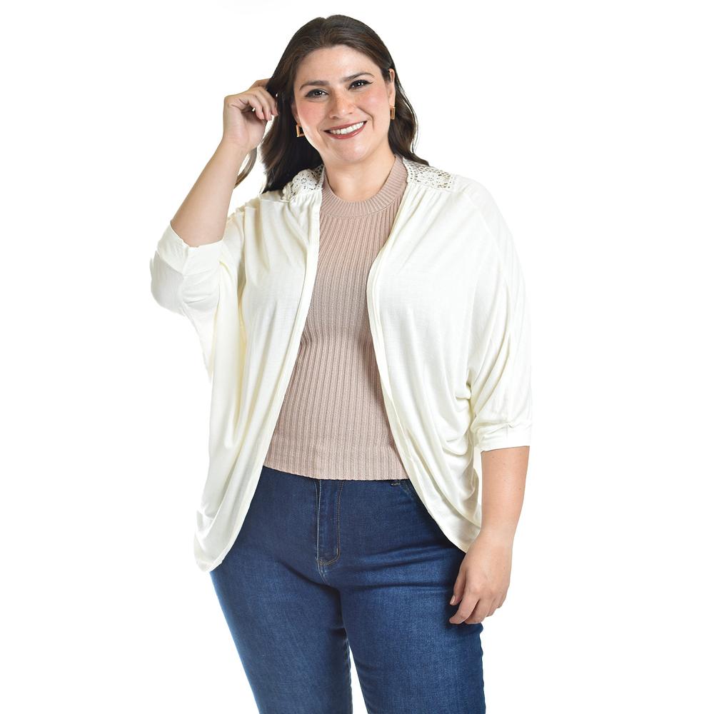Foto 7 pulgar | Cardigan Con Detalle De Encanje Roman Fashion /tallas Extras, 1434 (blanco) Blanco