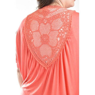 Foto 4 | Cardigan Con Detalle De Encanje Roman Fashion /tallas Extras, 1434 (coral) Naranja Claro