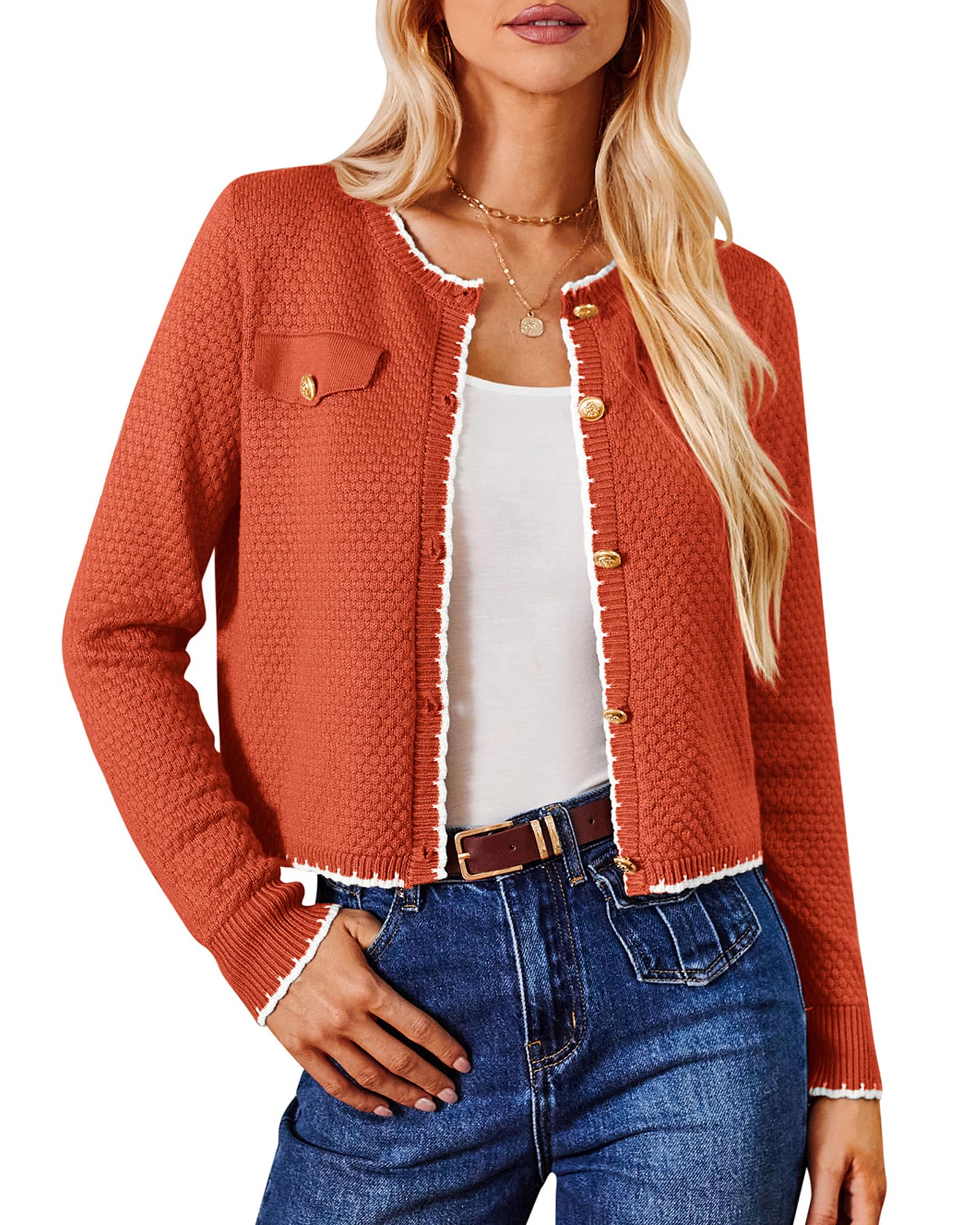 Foto 1 | Jersey Tipo Cárdigan Grace Karin Para Mujer, Color Caramelo, Talla S - Venta Internacional.