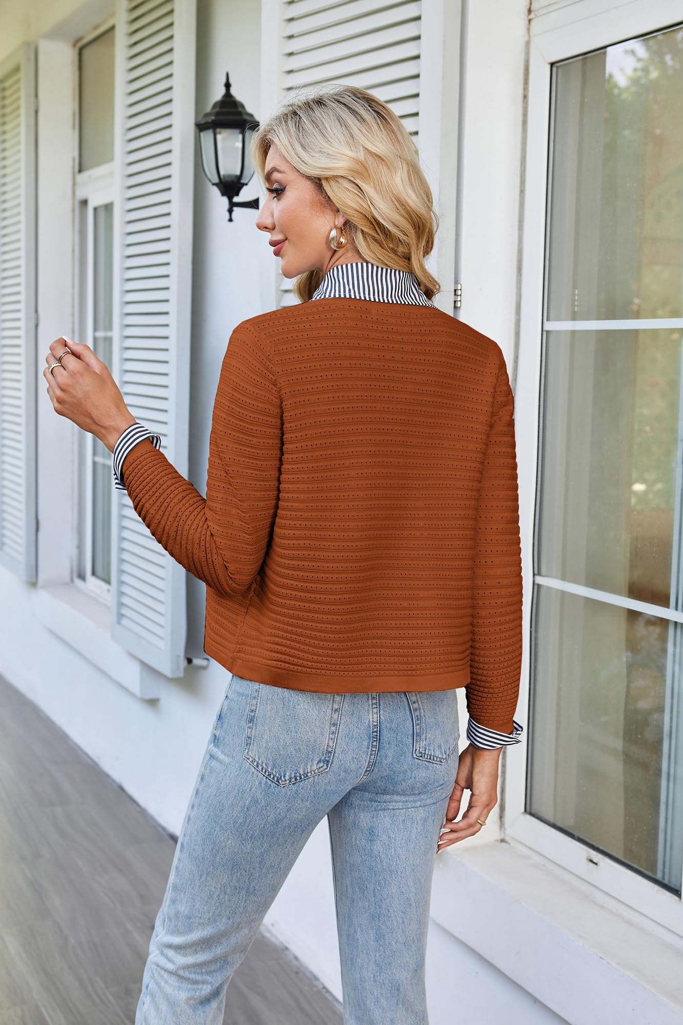 Foto 6 | Jersey Tipo Cárdigan Grace Karin De Punto De Ganchillo Con Botones Para Mujer - Venta Internacional.