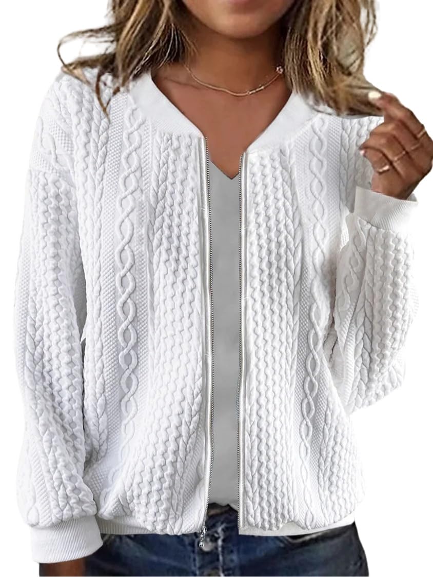 Sudadera Tipo Cárdigan Wrolem Con Cremallera Y Capucha Blanca Para Mujer - Venta Internacional.