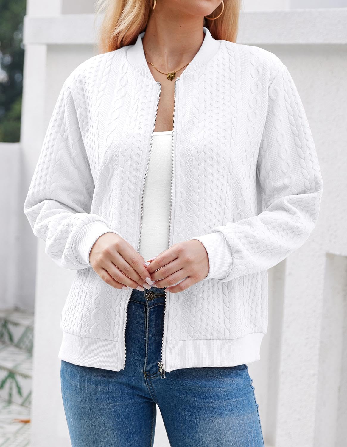 Foto 3 pulgar | Sudadera Tipo Cárdigan Wrolem Con Cremallera Y Capucha Blanca Para Mujer - Venta Internacional.